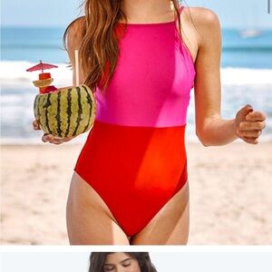Summersalt Fuchsia and Beige Swimsuit